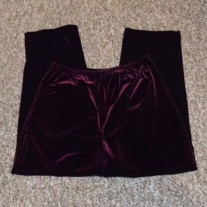 Burgundy Velvet apostrophe elastic-waist PANT